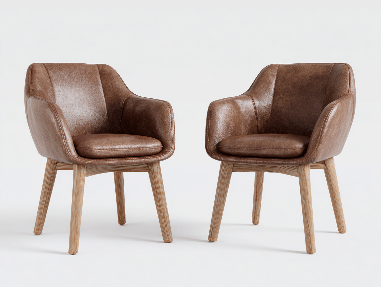 Chaise de salle à manger revêtement effet cuir 59x63x81 cm - marron - design moderne-Nestmyhaus