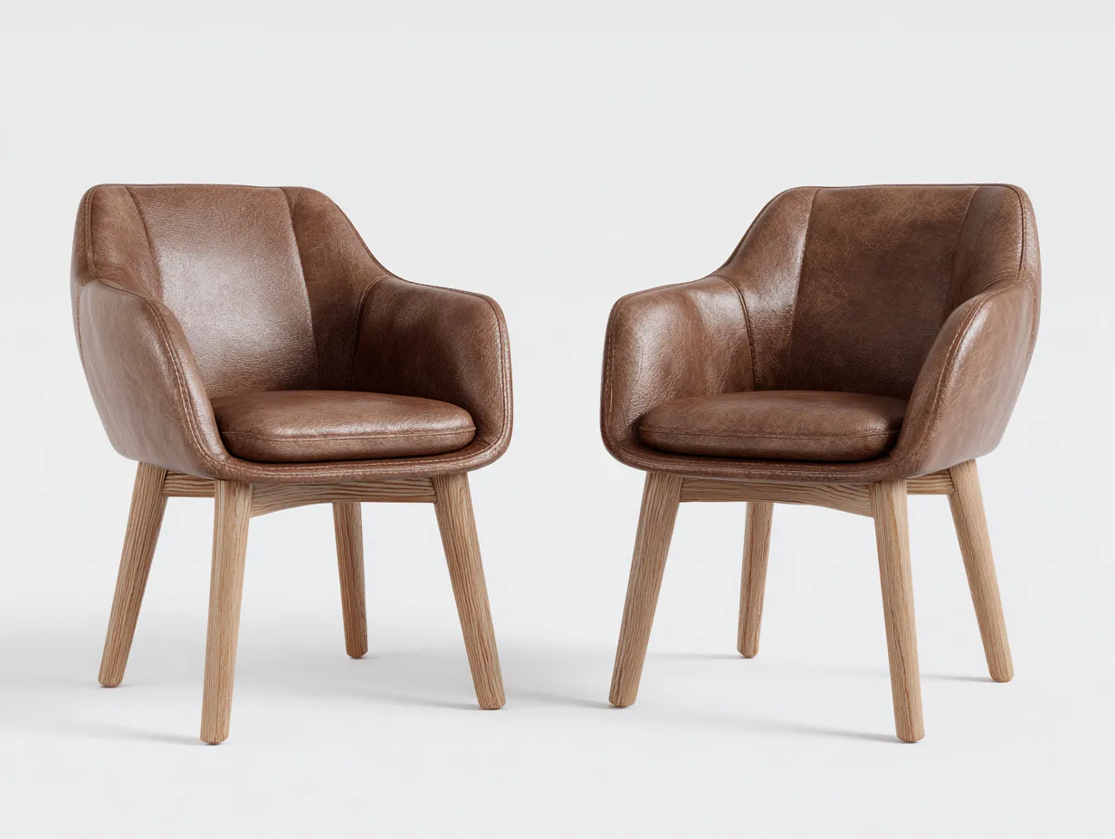 Chaise de salle à manger revêtement effet cuir 59x63x81 cm - marron - design moderne-Nestmyhaus