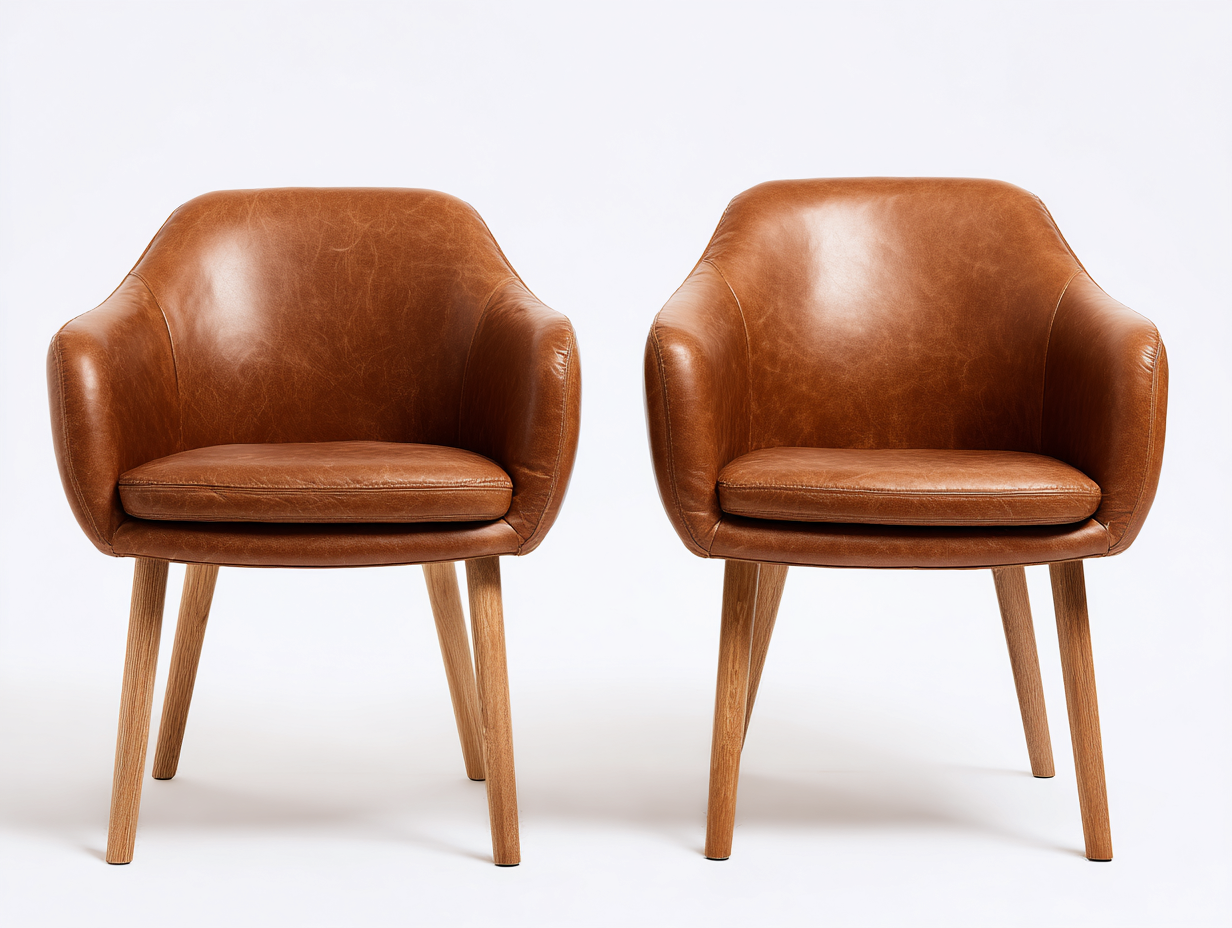 Chaise de salle à manger revêtement effet cuir 57x61x80 cm - marron - design contemporain-Nestmyhaus