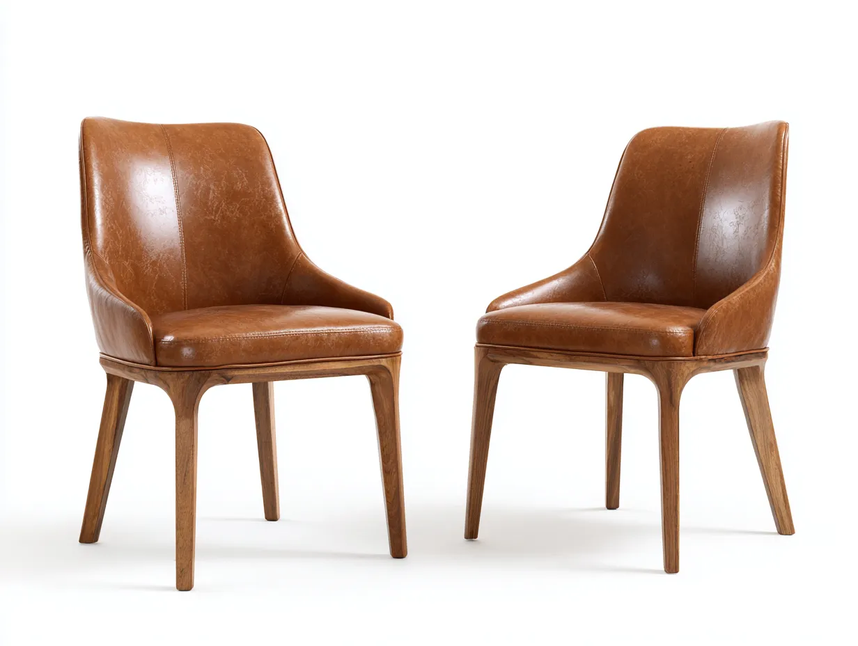 Chaise de salle à manger revêtement effet cuir 55x57x85 cm - marron - allure élégante-Nestmyhaus