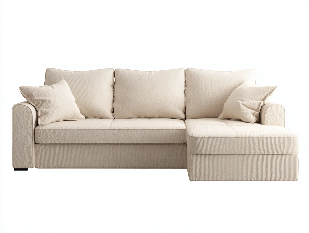 Canapé d’angle en tissu rembourré 260x160x82 cm - beige - style contemporain-Nestmyhaus