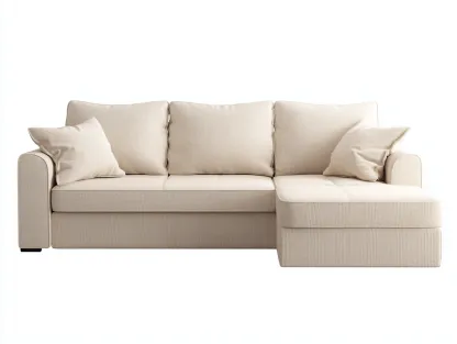 Canapé d’angle en tissu rembourré 260x160x82 cm - beige - style contemporain-Nestmyhaus