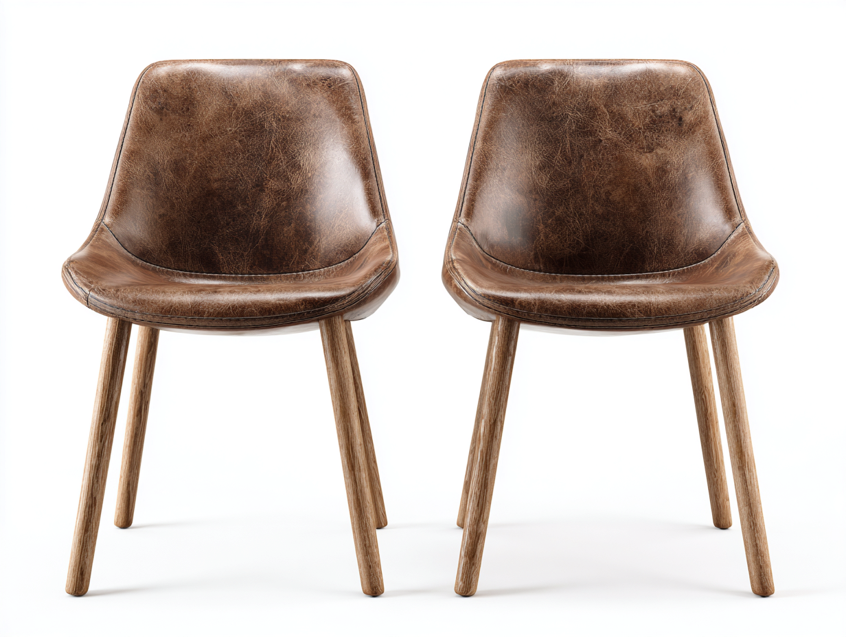 Chaise de salle à manger revêtement effet cuir 54x57x78 cm - marron - design épuré-Nestmyhaus