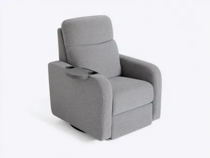Fauteuil relax - revêtement tissu - 94x92x106 cm - gris - usage salon - fonction détente avec porte-gobelet-Nestmyhaus