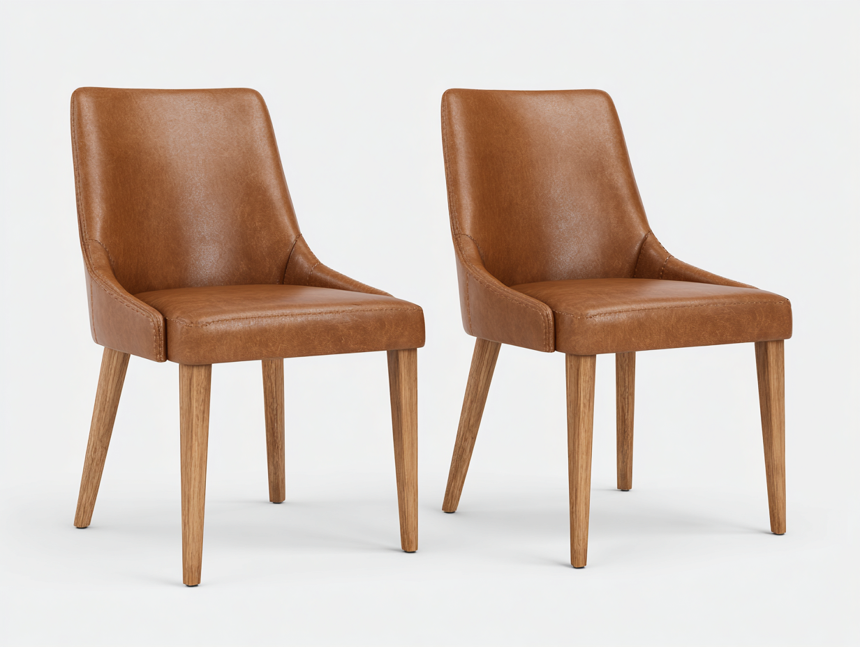 Chaise de salle à manger revêtement effet cuir 54x55x84 cm - marron - design équilibré-Nestmyhaus