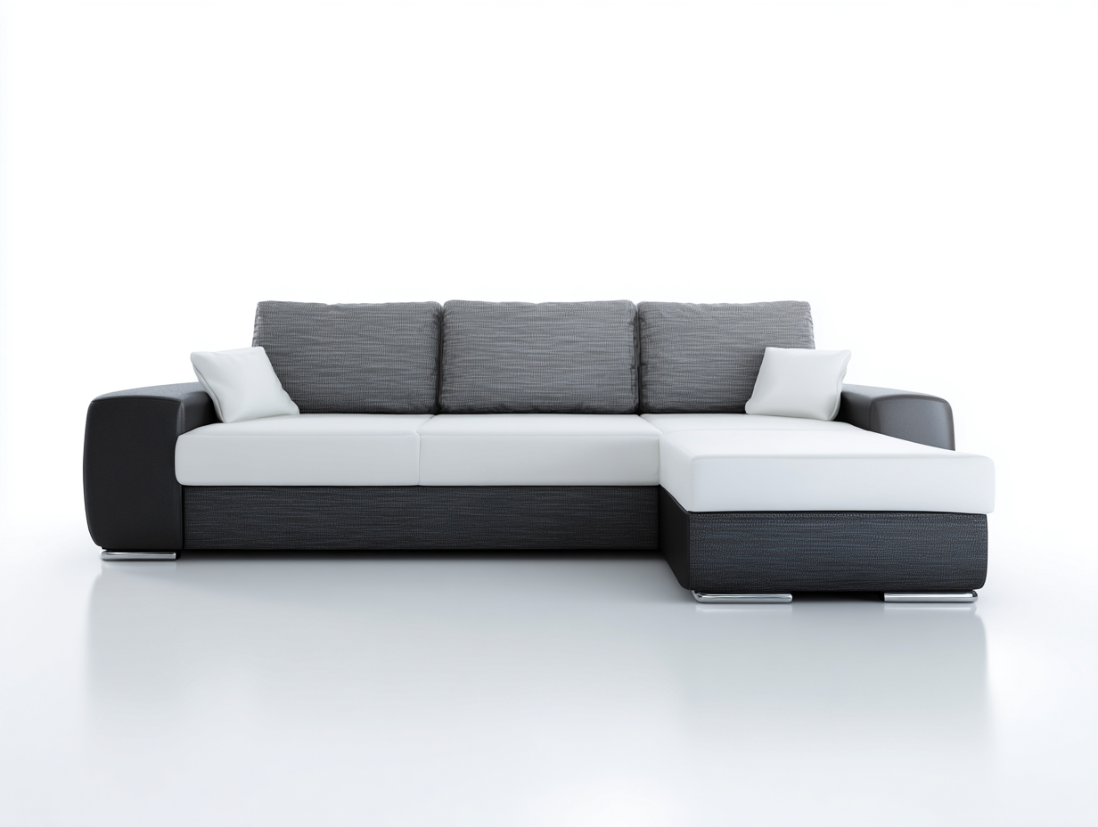 Canapé d’angle - revêtement tissu - 275x160x85 cm - grisblanc - usage salon - design contemporain-Nestmyhaus