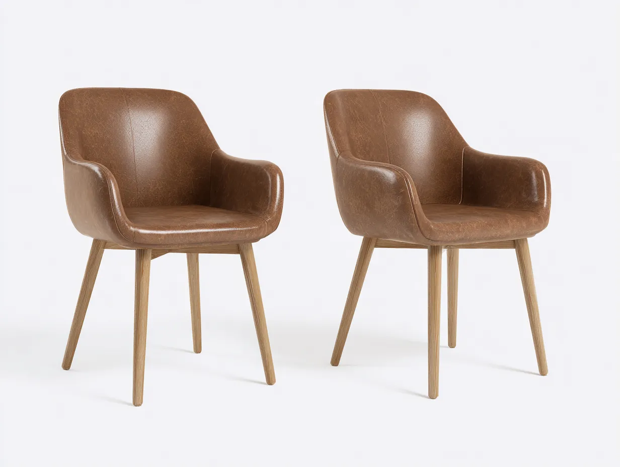 Chaise de salle à manger revêtement effet cuir 56x59x80 cm - marron - design contemporain-Nestmyhaus