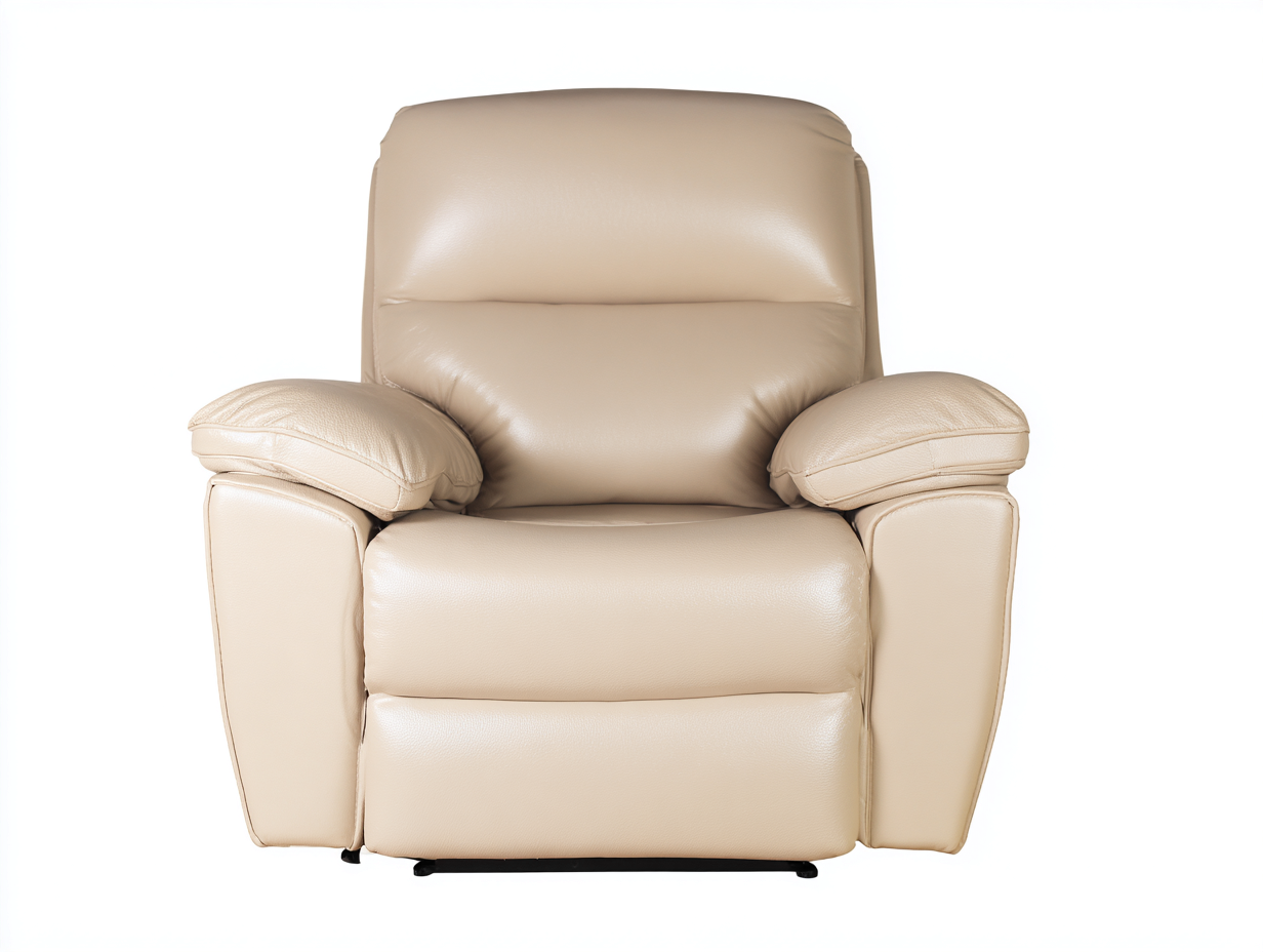 Fauteuil relax - revêtement cuir - 95x93x104 cm - beige clair - usage salon - fonction détente-Nestmyhaus