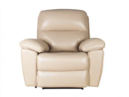 Fauteuil relax - revêtement cuir - 95x93x104 cm - beige clair - usage salon - fonction détente-Nestmyhaus