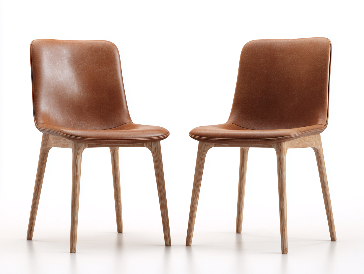 Chaise de salle à manger revêtement effet cuir 52x55x79 cm - marron - design minimaliste-Nestmyhaus