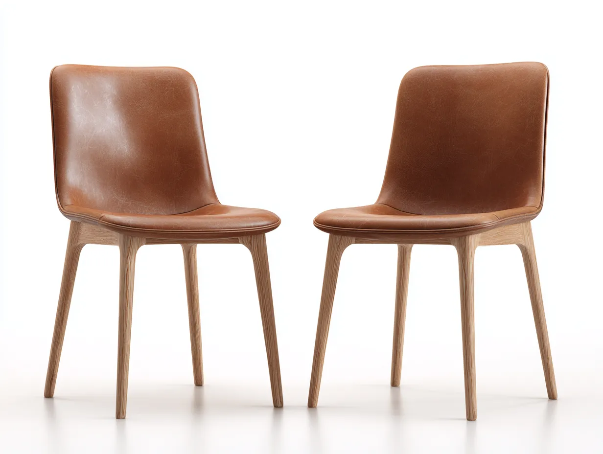 Chaise de salle à manger revêtement effet cuir 52x55x79 cm - marron - design minimaliste-Nestmyhaus