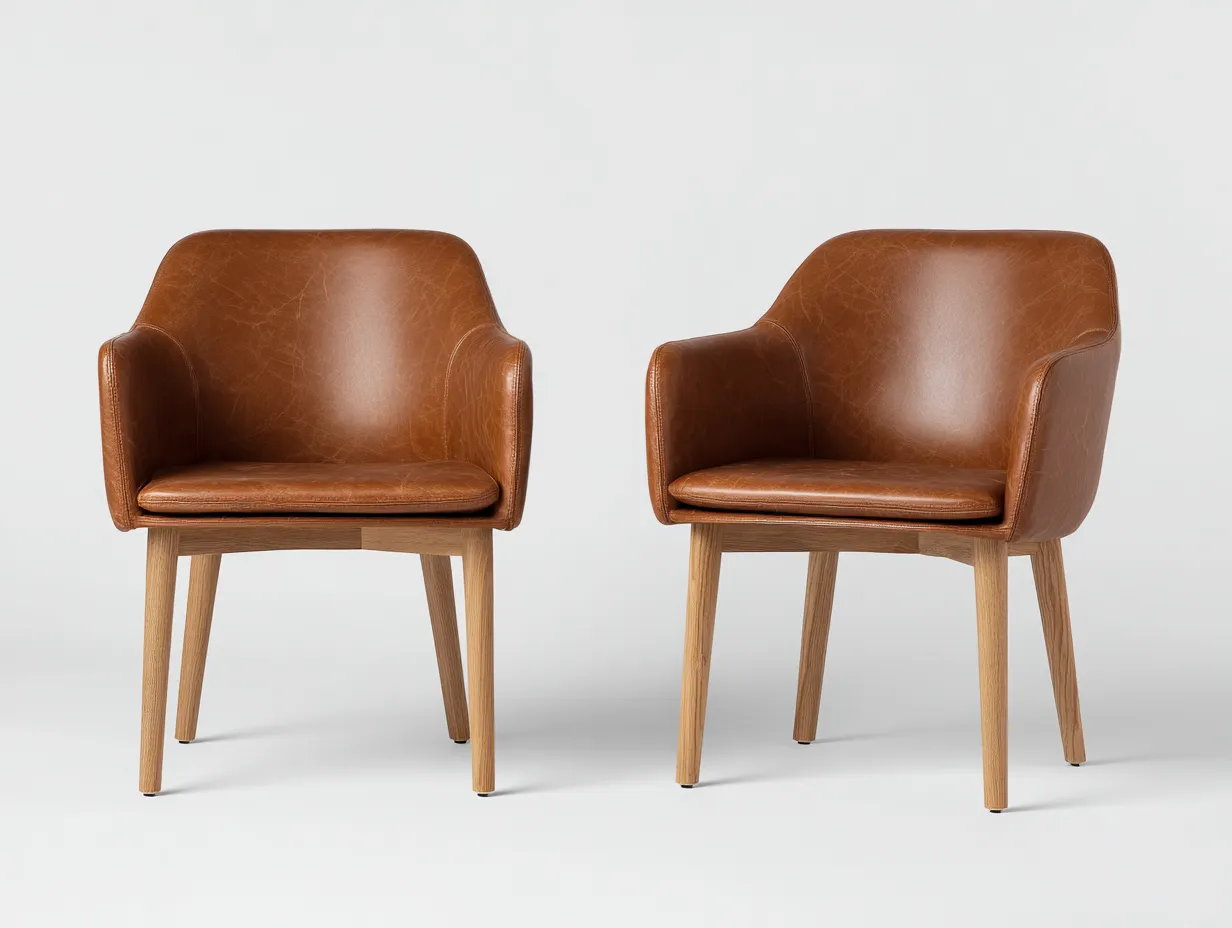 Chaise de salle à manger revêtement effet cuir 58x62x81 cm - marron - style intemporel-Nestmyhaus