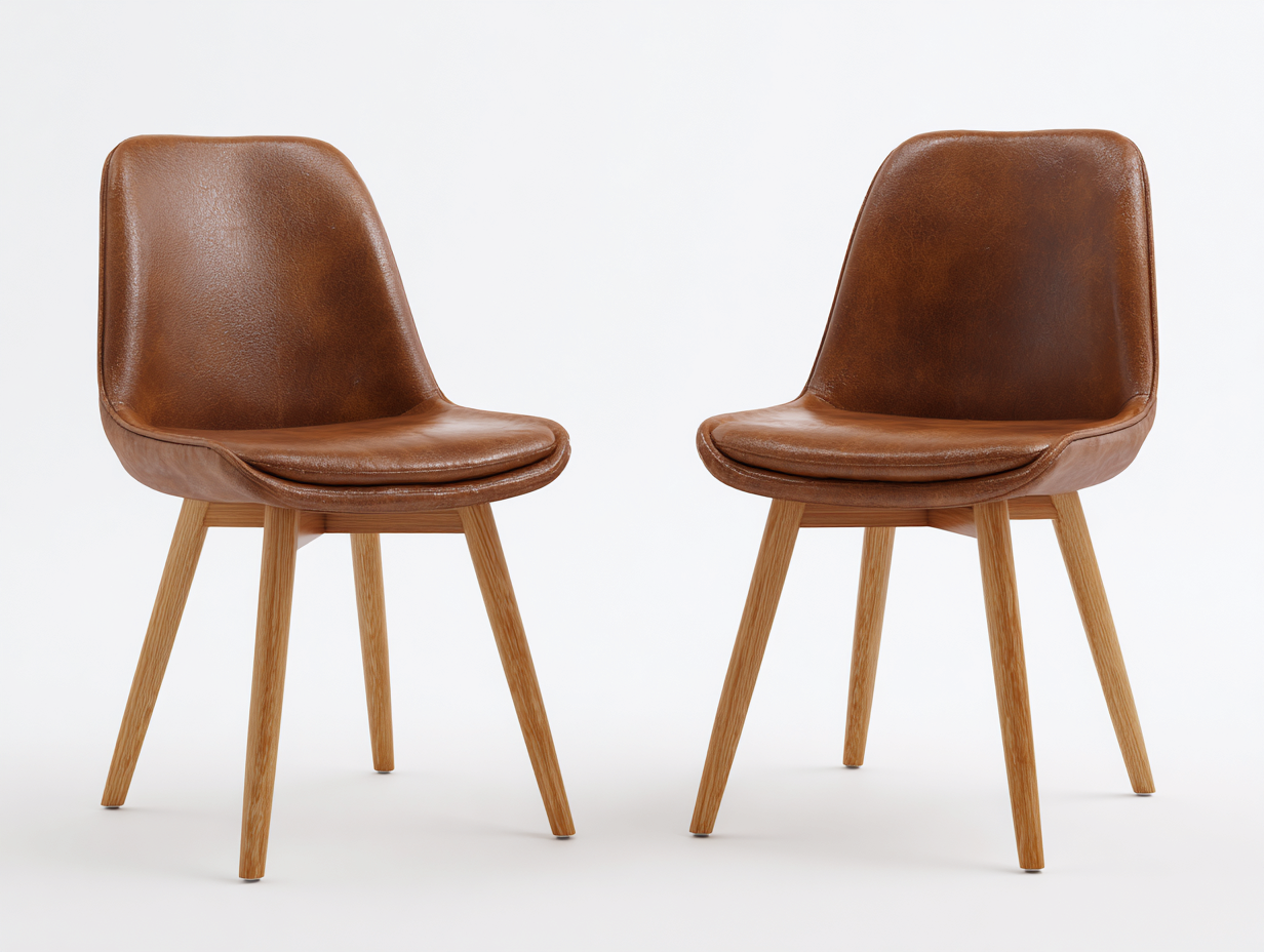 Chaise de salle à manger revêtement effet cuir 53x56x83 cm - marron - style contemporain doux-Nestmyhaus