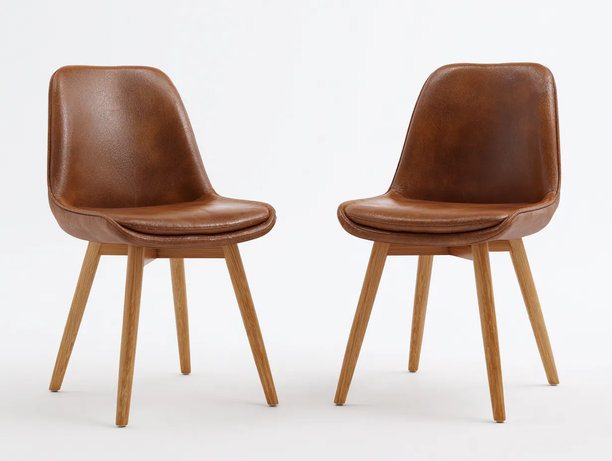 Chaise de salle à manger revêtement effet cuir 53x56x83 cm - marron - style contemporain doux-Nestmyhaus