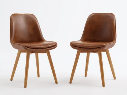Chaise de salle à manger revêtement effet cuir 53x56x83 cm - marron - style contemporain doux-Nestmyhaus