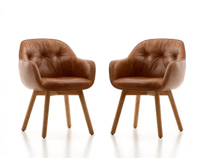 Chaise de salle à manger revêtement effet cuir 61x65x83 cm - marron - style rétro-Nestmyhaus