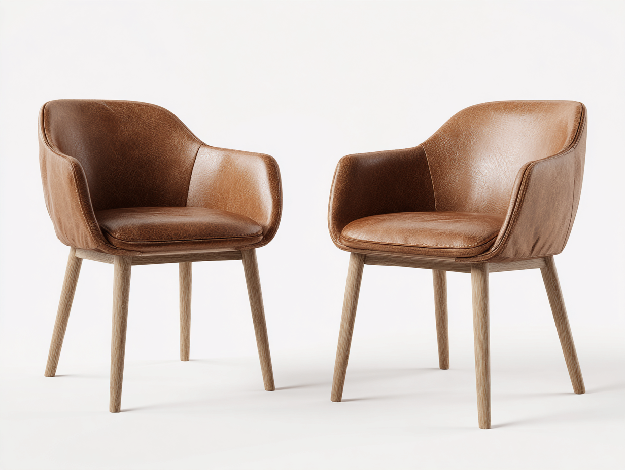 Chaise de salle à manger revêtement effet cuir 58x62x80 cm - marron - design contemporain-Nestmyhaus