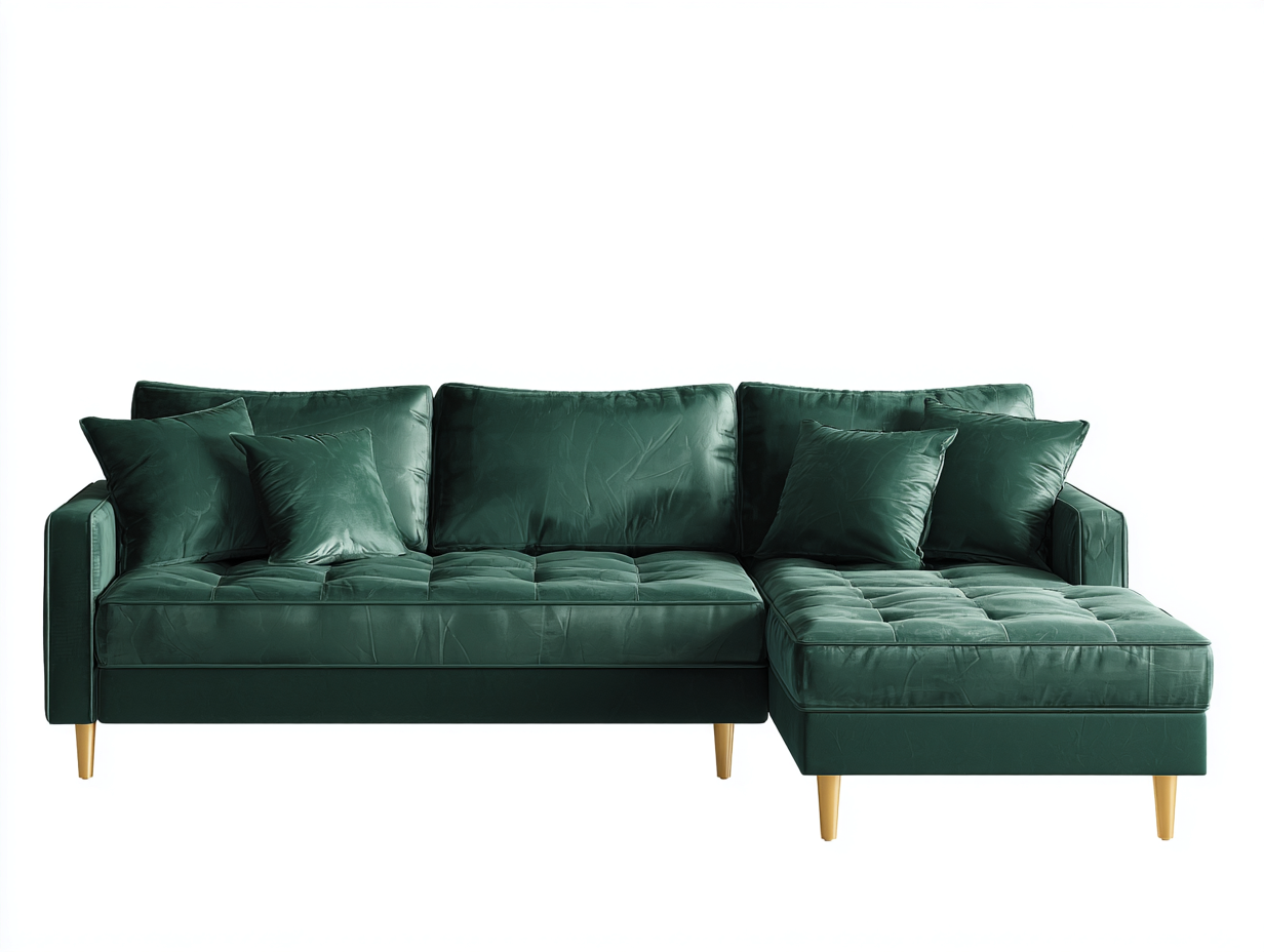 Canapé d’angle - revêtement velours - 270x165x88 cm - vert foncé - usage salon - design contemporain-Nestmyhaus