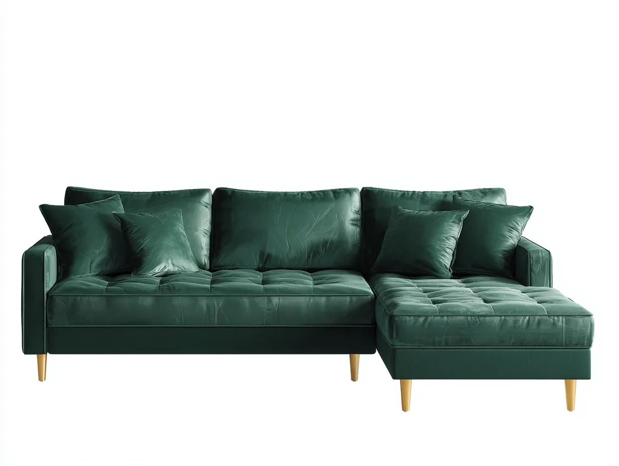 Canapé d’angle - revêtement velours - 270x165x88 cm - vert foncé - usage salon - design contemporain-Nestmyhaus