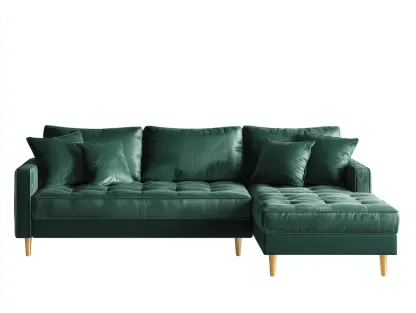 Canapé d’angle - revêtement velours - 270x165x88 cm - vert foncé - usage salon - design contemporain-Nestmyhaus