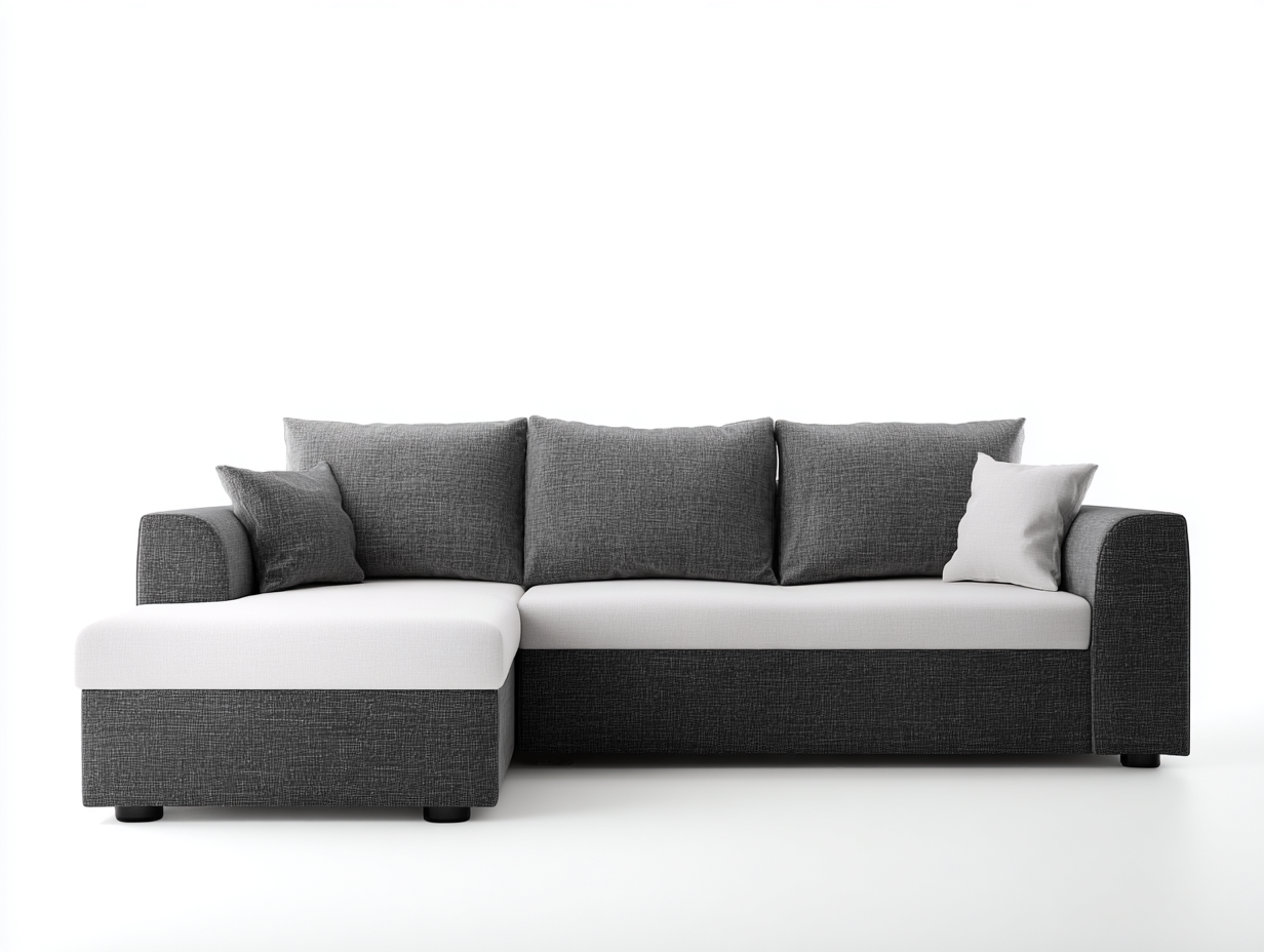 Canapé d’angle - revêtement tissu - 270x155x84 cm - gris foncéblanc - usage salon - design moderne-Nestmyhaus