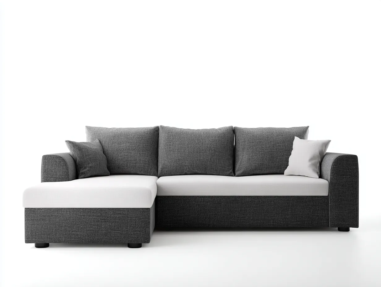 Canapé d’angle - revêtement tissu - 270x155x84 cm - gris foncéblanc - usage salon - design moderne-Nestmyhaus