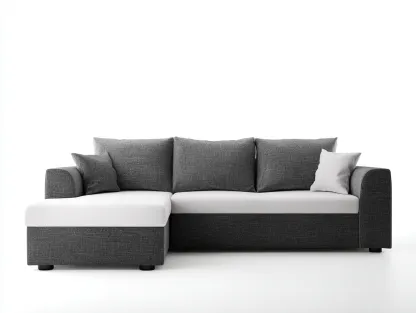 Canapé d’angle - revêtement tissu - 270x155x84 cm - gris foncéblanc - usage salon - design moderne-Nestmyhaus