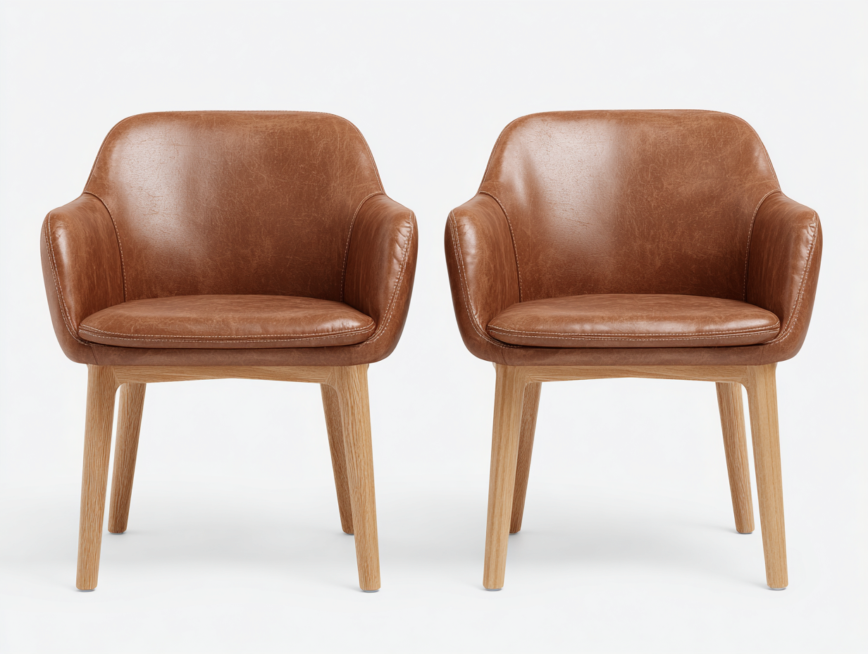 Chaise de salle à manger revêtement effet cuir 56x60x79 cm - marron - design élégant-Nestmyhaus