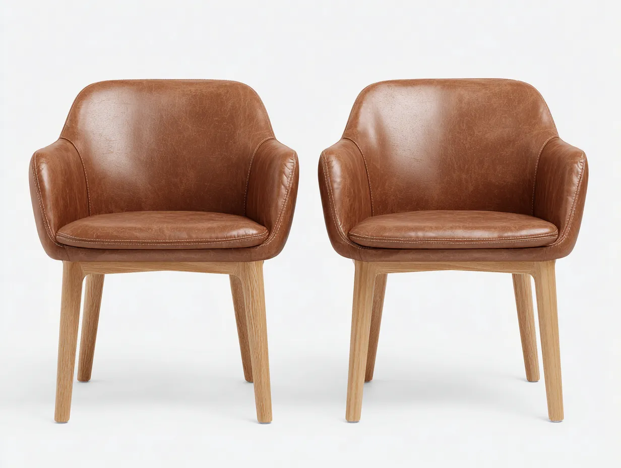 Chaise de salle à manger revêtement effet cuir 56x60x79 cm - marron - design élégant-Nestmyhaus