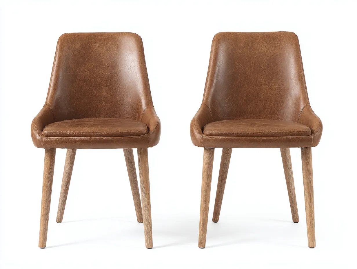 Chaise de salle à manger revêtement effet cuir 53x56x80 cm - marron - design sobre-Nestmyhaus