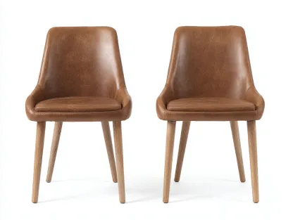 Chaise de salle à manger revêtement effet cuir 53x56x80 cm - marron - design sobre-Nestmyhaus