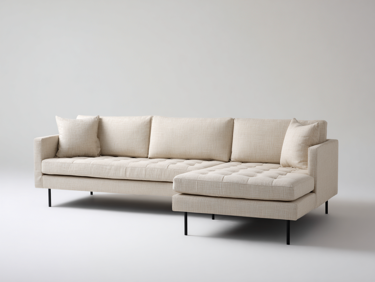 Canapé d’angle en tissu rembourré 275x160x85 cm - beige - design contemporain-Nestmyhaus