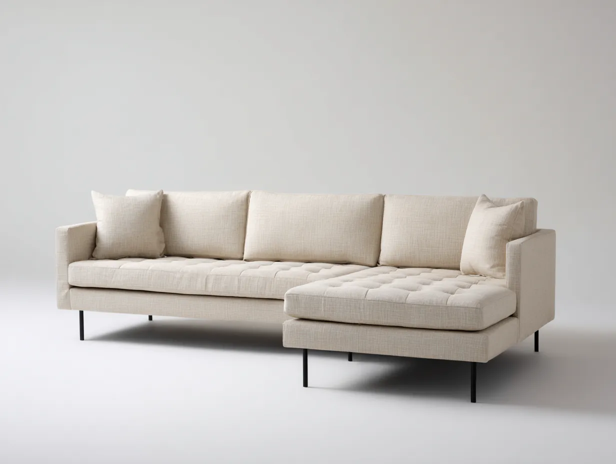 Canapé d’angle en tissu rembourré 275x160x85 cm - beige - design contemporain-Nestmyhaus