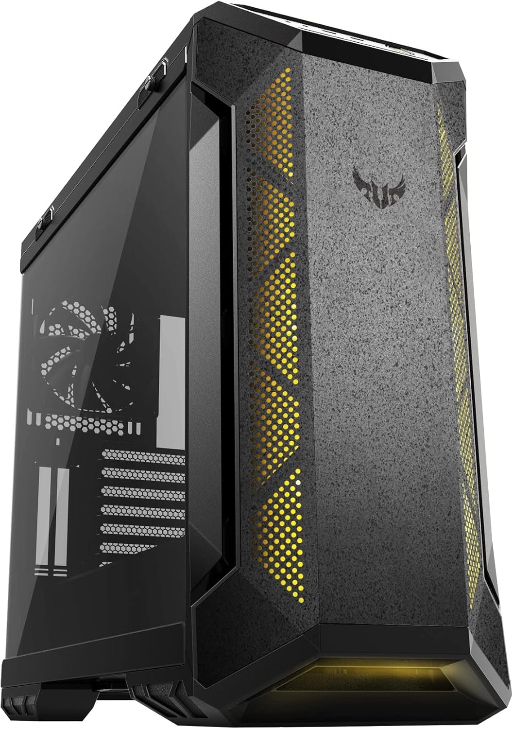 ASUS TUF Gaming GT501 Boîtier PC Gaming ATX/EATX, Panneau en Verre trempé, 3 Ventilateurs 120mm RGB adressable et Aura Sync, Un Ventilateur arrière PWM de 140 mm-Oakmypad