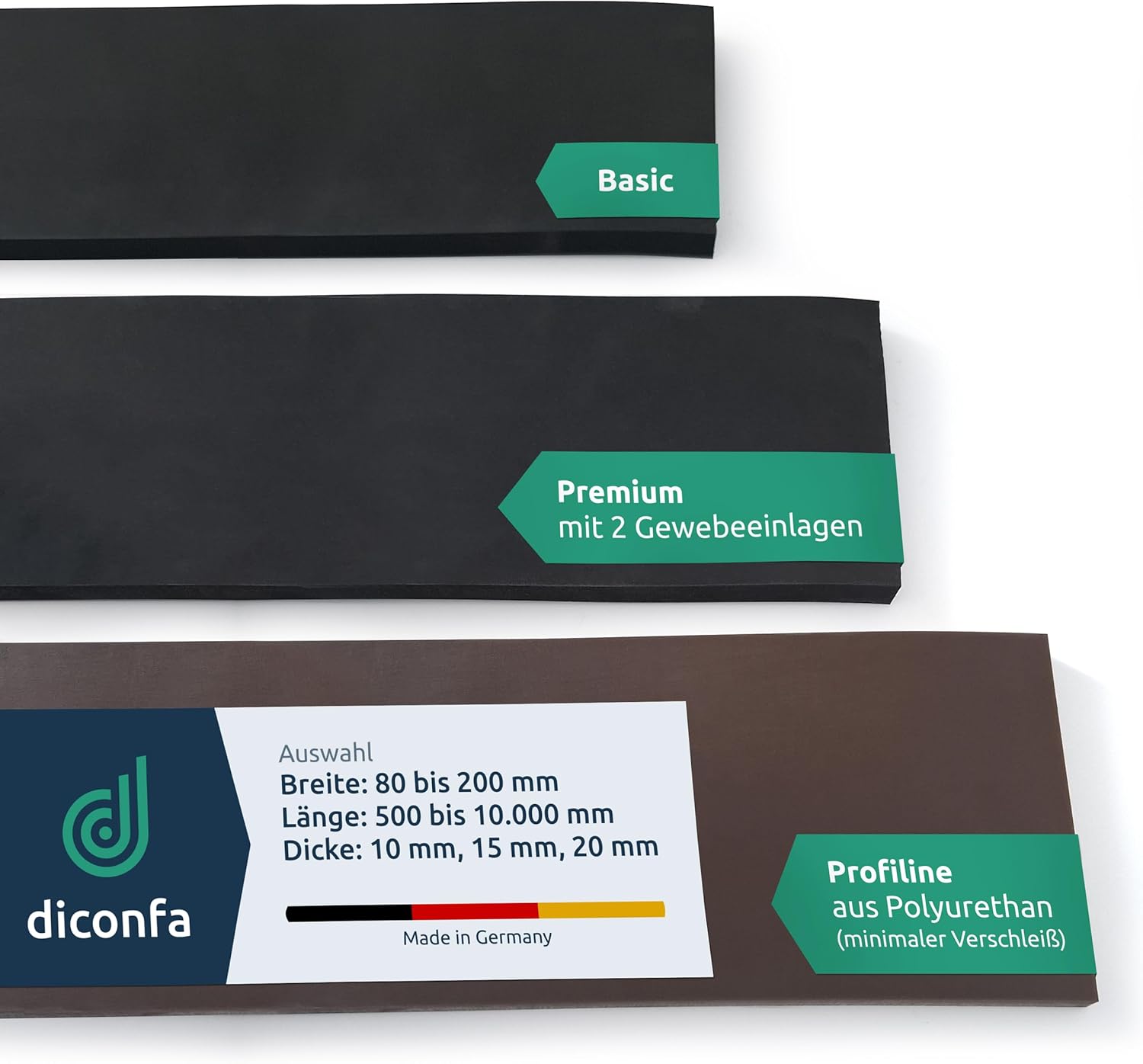 diconfa Bande racleuse raclette sur Mesure upérieur à Basic, 100 x 8000 x 20mm - Choisir Taille + QUALITÉ - Bande en Caoutchouc résistant à l'abrasion Chasse-Neige Lame de déneigement-Oakmypad