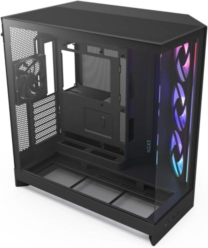 NZXT H9 Flow RGB (2025) - Grand boîtier PC ATX Mid-Tower à Double Chambre pour Flux d'air - Comprend 1 unité de Ventilateur RGB de 420 mm et 1 Ventilateur de 120 mm - Noir-Oakmypad