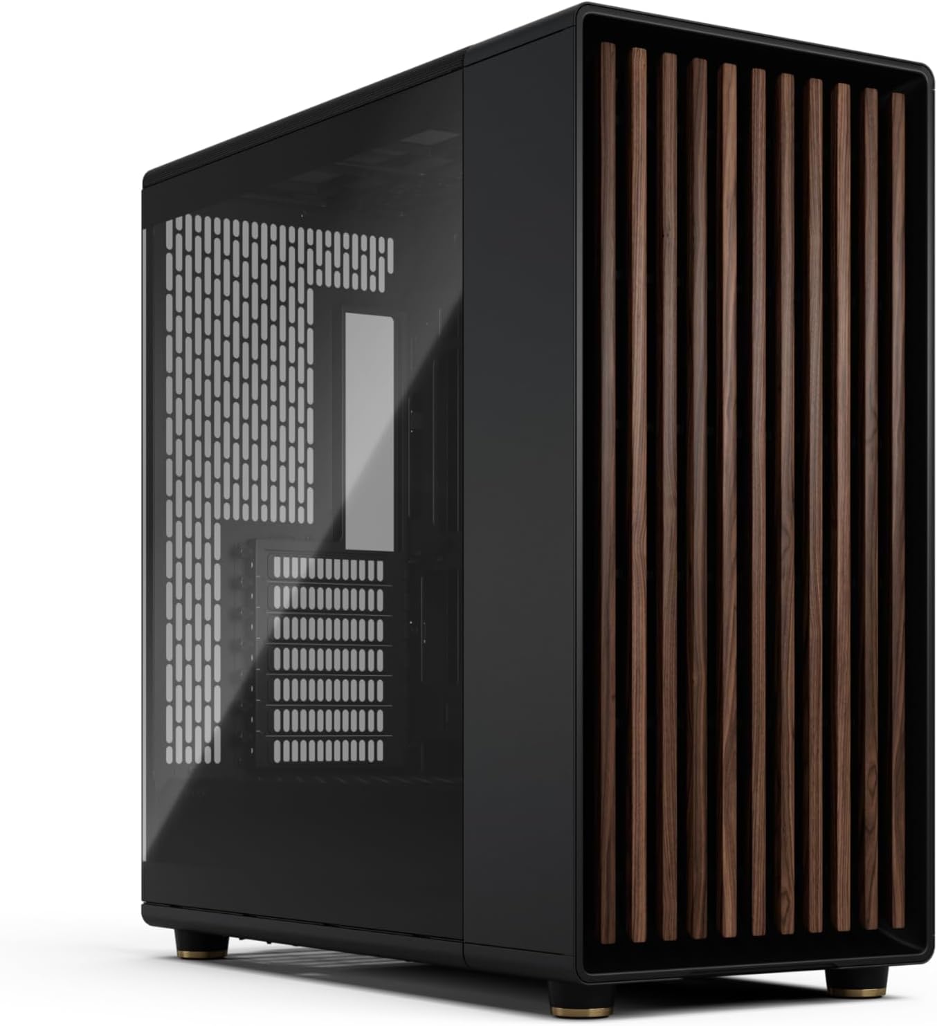 Fractal Design North XL RC Charcoal Black TG Dark - Boîtier Plein Tour Airflow Avec 3 Ventilateurs 140mm PWM- Boîtier Compatible Carte Mère Inversé - USB Type-C - Design Élégant en Bois Charcoal Black-Oakmypad