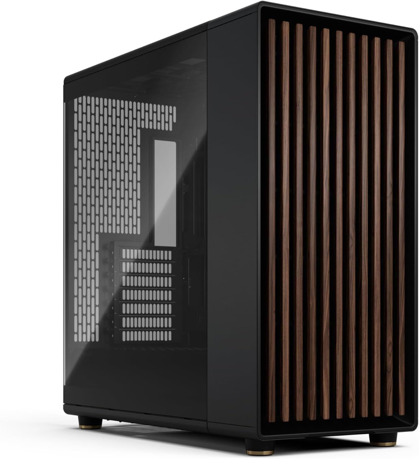 Fractal Design North XL RC Charcoal Black TG Dark - Boîtier Plein Tour Airflow Avec 3 Ventilateurs 140mm PWM- Boîtier Compatible Carte Mère Inversé - USB Type-C - Design Élégant en Bois Charcoal Black-Oakmypad