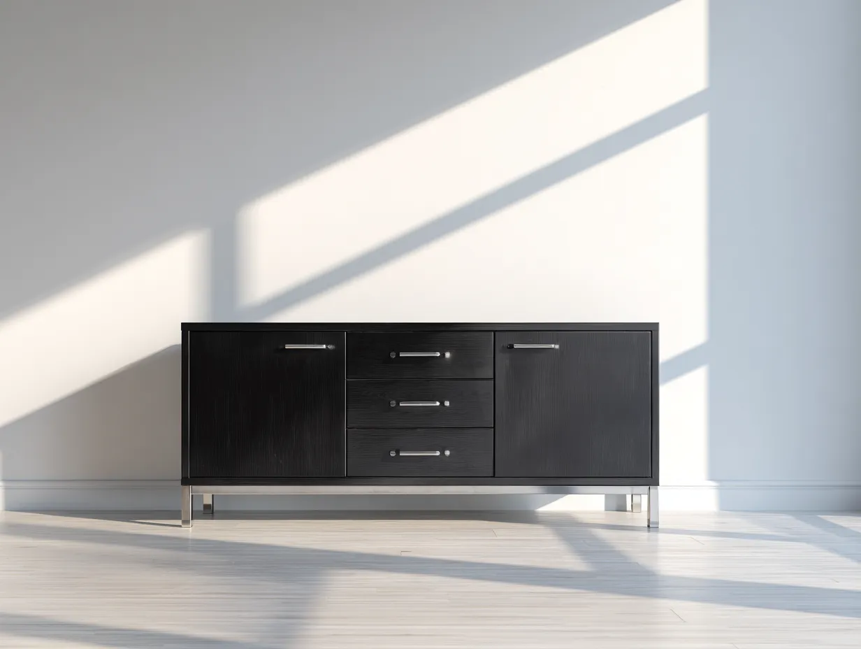 Meuble d'entrée en bois 170x45x80 cm - noir - style moderne avec rangement-Oakmypad