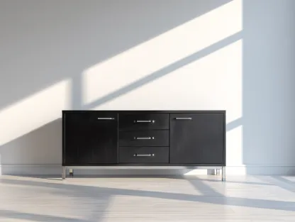 Meuble d'entrée en bois 170x45x80 cm - noir - style moderne avec rangement-Oakmypad