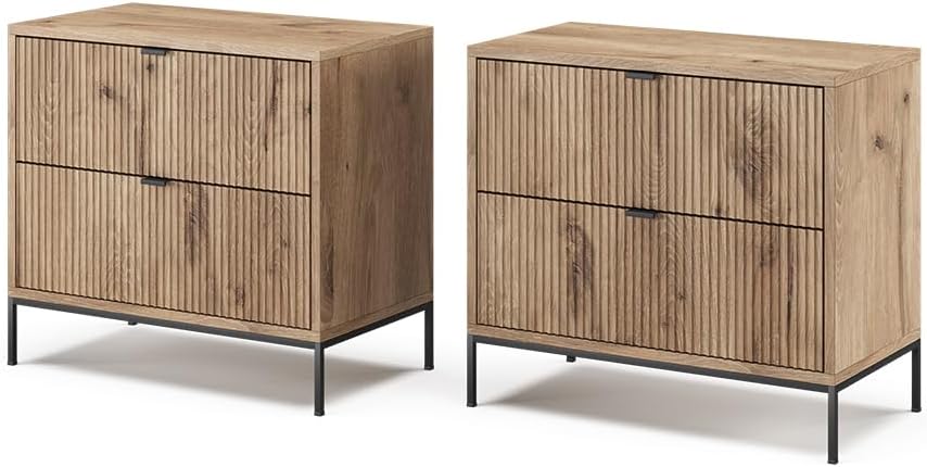 Vicco Table de Chevet Eliza, Chêne Viking, Lot de 2-Oakmypad