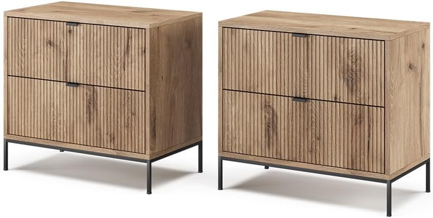 Vicco Table de Chevet Eliza, Chêne Viking, Lot de 2-Oakmypad