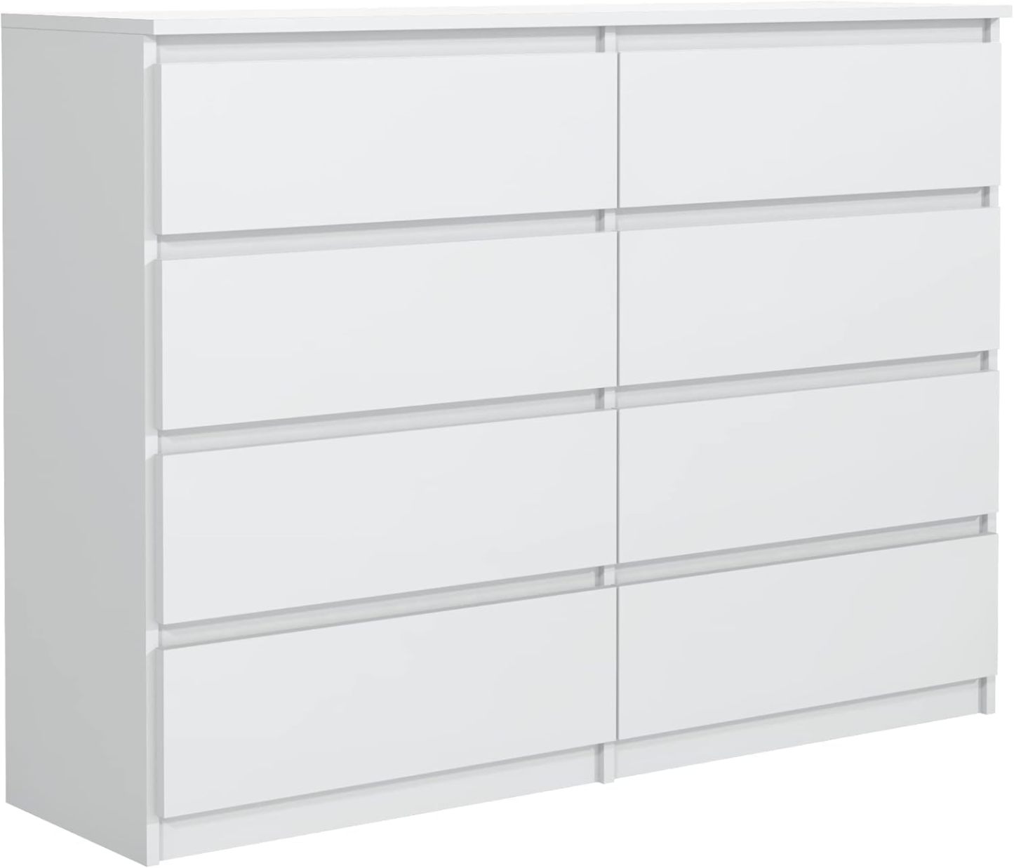 meble masztalerz Commode avec 8 tiroirs 120 cm, Meuble Rangement, Commode Chambre H : 101,5 cm, L : 120 cm, P : 39 cm,Commode avec tiroirs, Armoire à tiroirs (Blanc)-Oakmypad