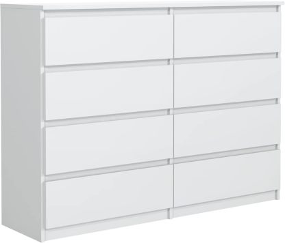 meble masztalerz Commode avec 8 tiroirs 120 cm, Meuble Rangement, Commode Chambre H : 101,5 cm, L : 120 cm, P : 39 cm,Commode avec tiroirs, Armoire à tiroirs (Blanc)-Oakmypad