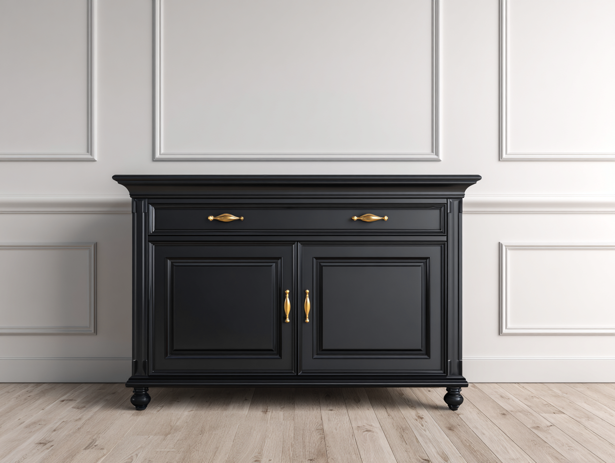 Meuble d'entrée en bois 120x40x90 cm - noir - style classique avec rangement-Oakmypad