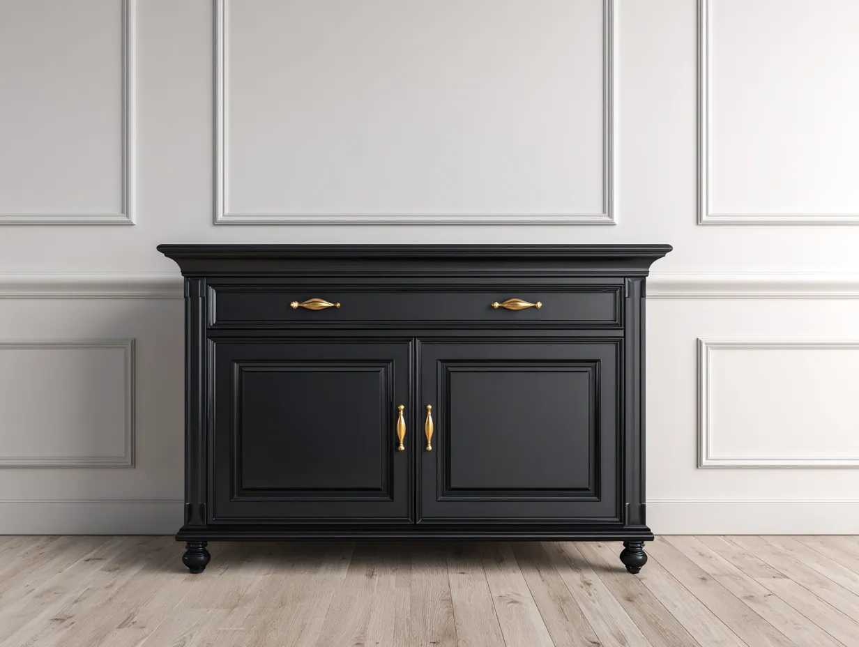 Meuble d'entrée en bois 120x40x90 cm - noir - style classique avec rangement-Oakmypad