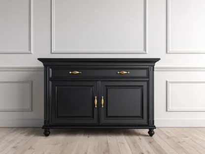 Meuble d'entrée en bois 120x40x90 cm - noir - style classique avec rangement-Oakmypad