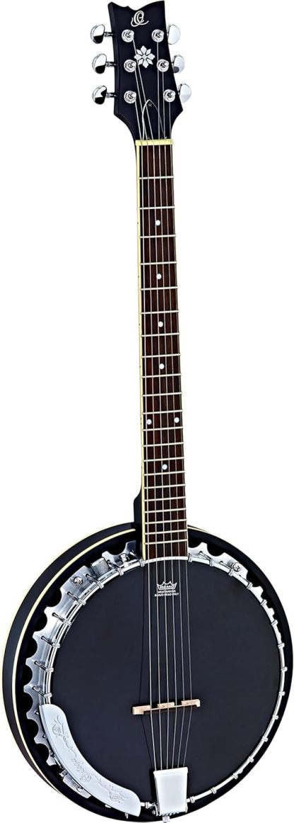 ORTEGA Banjo Série Raven 6 cordes avec housse luxe et capteur intégré - Noir (OBJE350/6-SBK)-Oakmypad