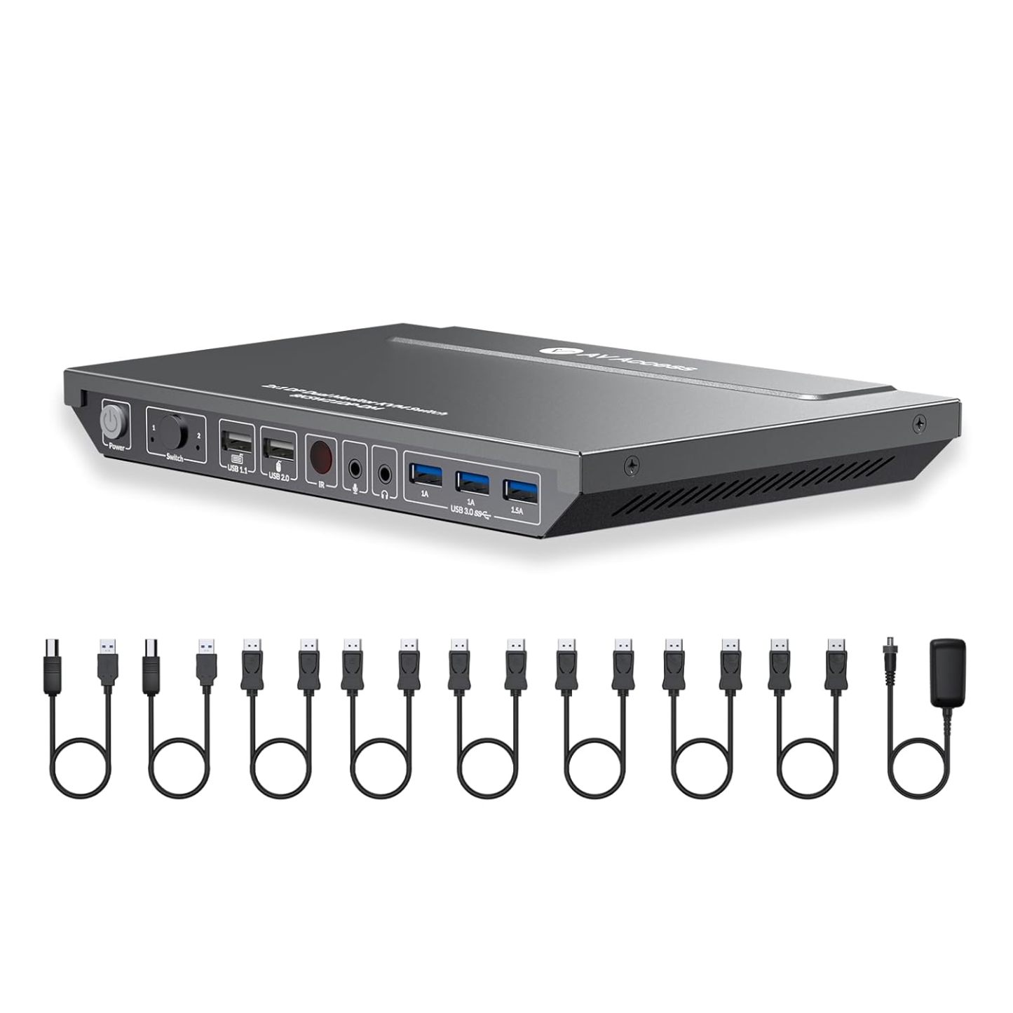AV Access KVM Switch 2 Computers 2 Monitors DisplayPort 8K60Hz 4K165hz/144hz,DP KVM Switch Dual Monitors with USB 3.0 Ports, Audio Out IR Remote, with All Cables-Oakmypad