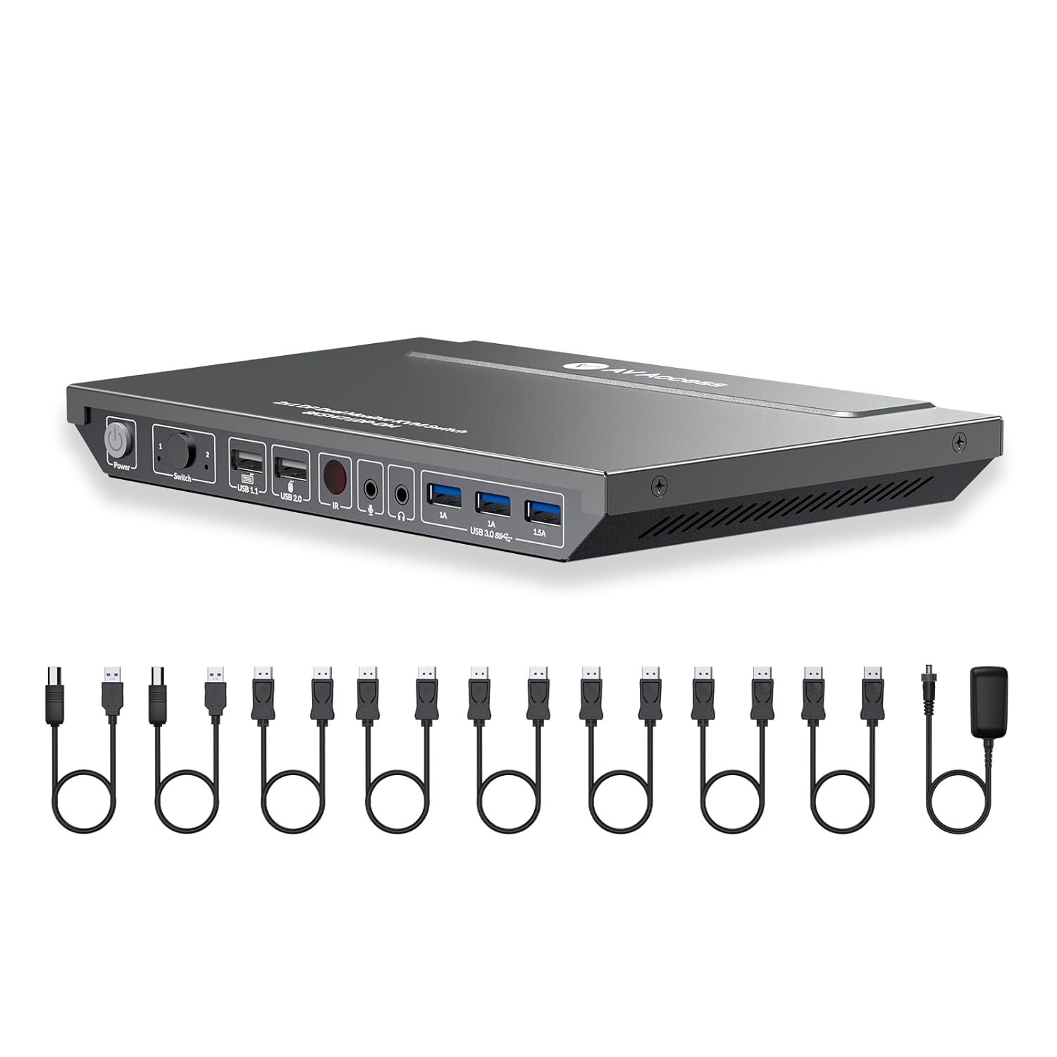 AV Access KVM Switch 2 Computers 2 Monitors DisplayPort 8K60Hz 4K165hz/144hz,DP KVM Switch Dual Monitors with USB 3.0 Ports, Audio Out IR Remote, with All Cables-Oakmypad